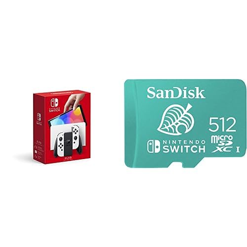 Nintendo Switch OLED Model with White Joy-Con and 512GB microSDXC Card W98746