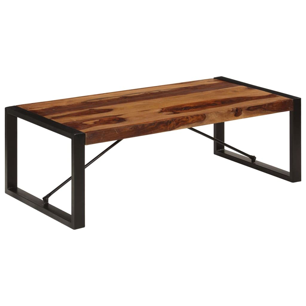 Brown Solid Sheesham Wood Coffee Table with Steel Legs G757731