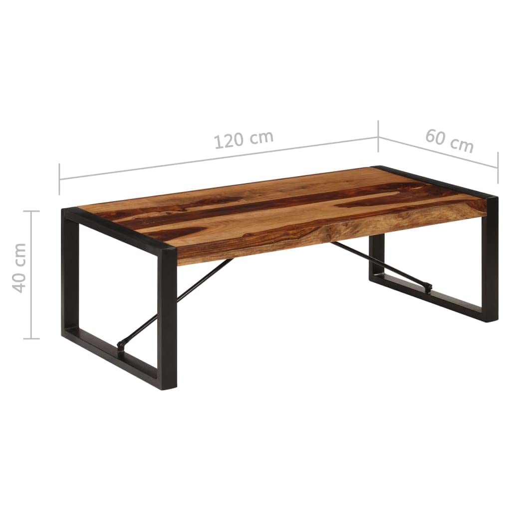 Brown Solid Sheesham Wood Coffee Table with Steel Legs G757731