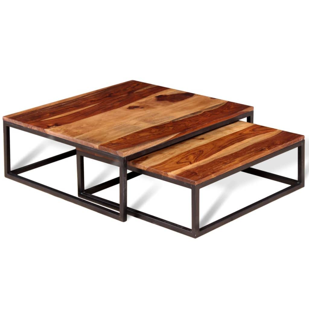 Solid Sheesham Wood Nesting Coffee Table Set X486