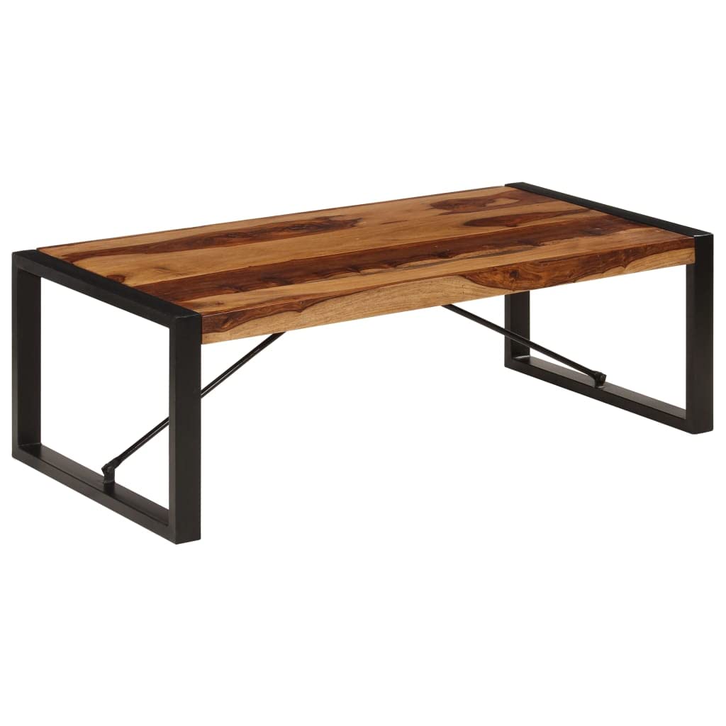 Brown Solid Sheesham Wood Coffee Table with Steel Legs G757731
