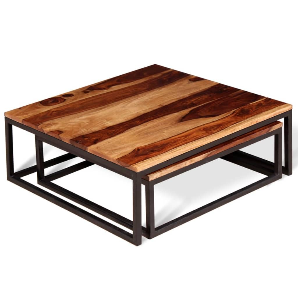 Solid Sheesham Wood Nesting Coffee Table Set X486