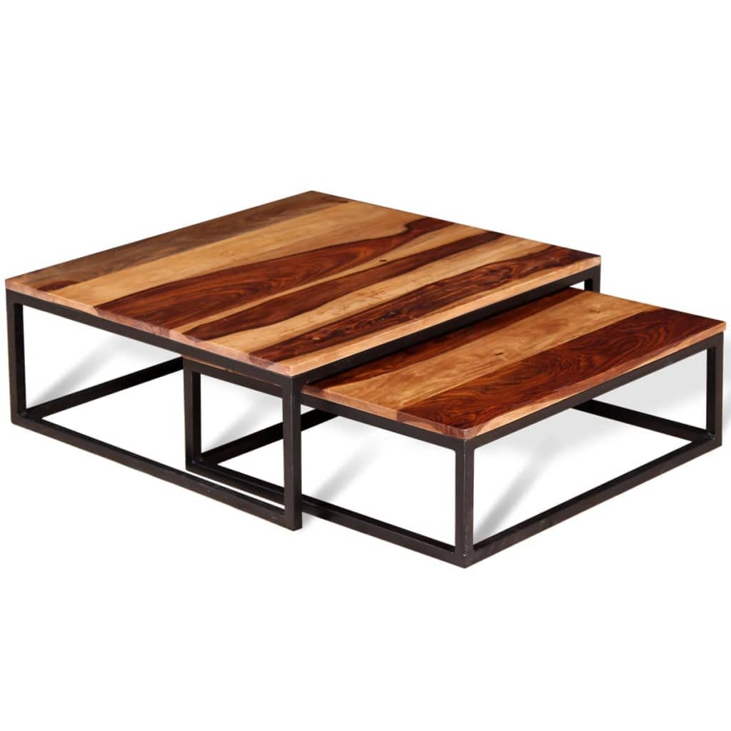 Solid Sheesham Wood Nesting Coffee Table Set X486