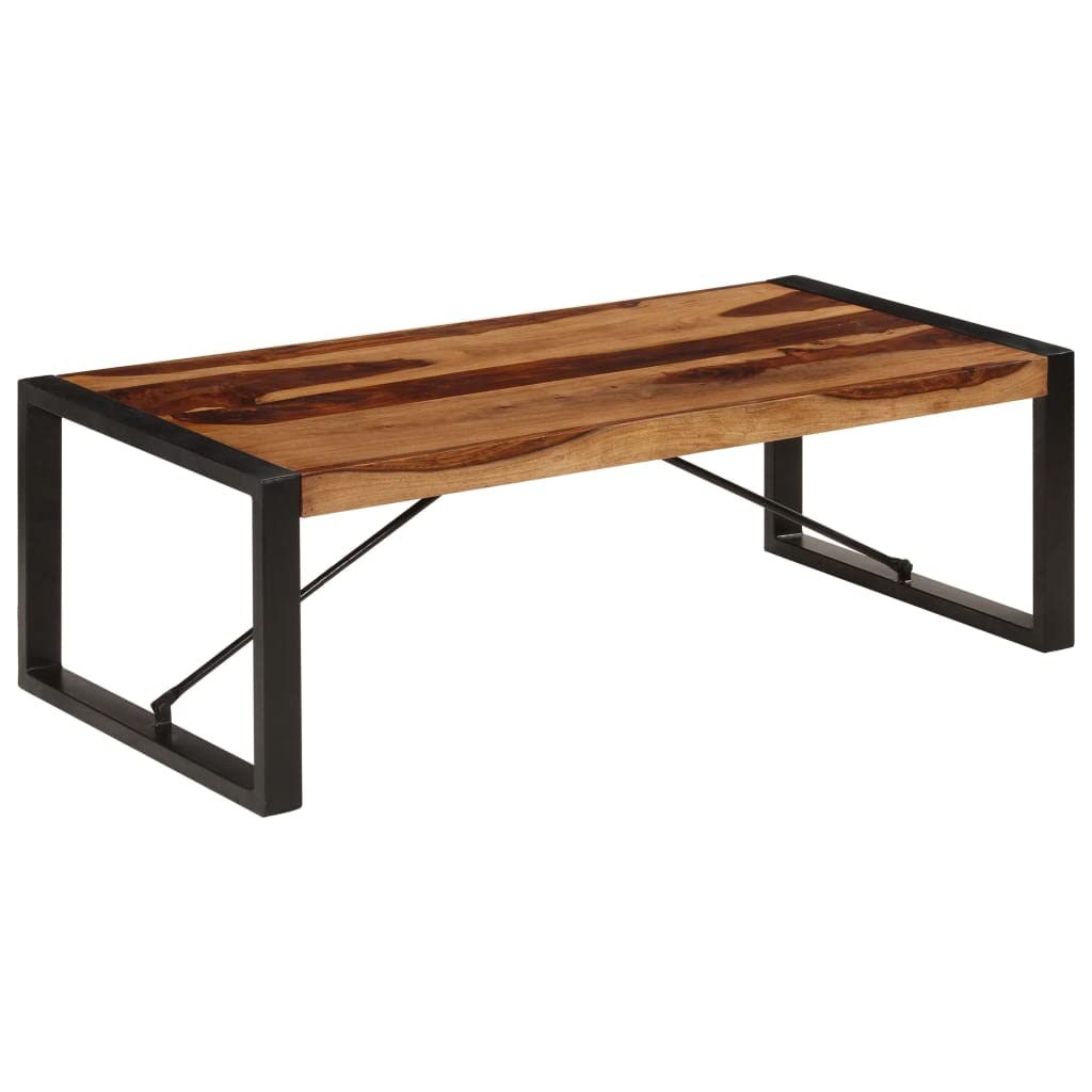 Brown Solid Sheesham Wood Coffee Table with Steel Legs G757731