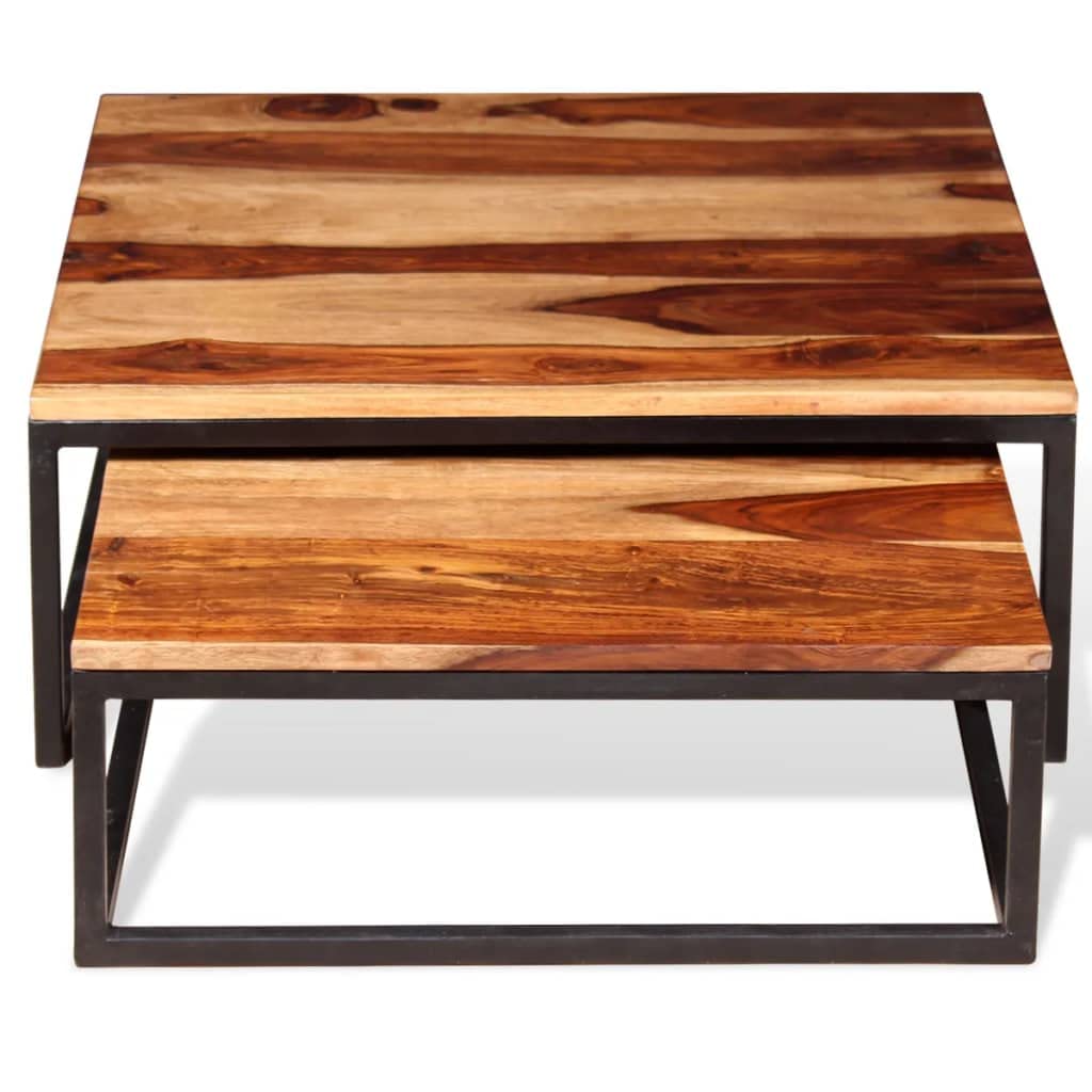 Solid Sheesham Wood Nesting Coffee Table Set X486
