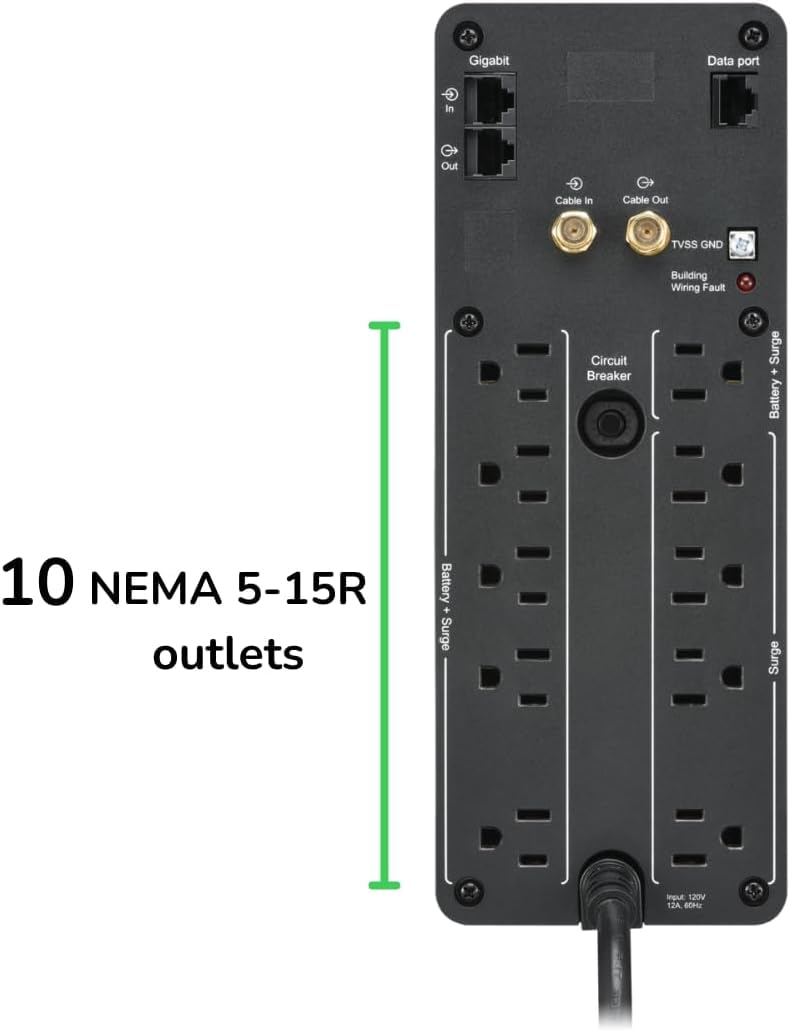 Pure Sine Wave UPS Battery Backup & Surge Protector N79198