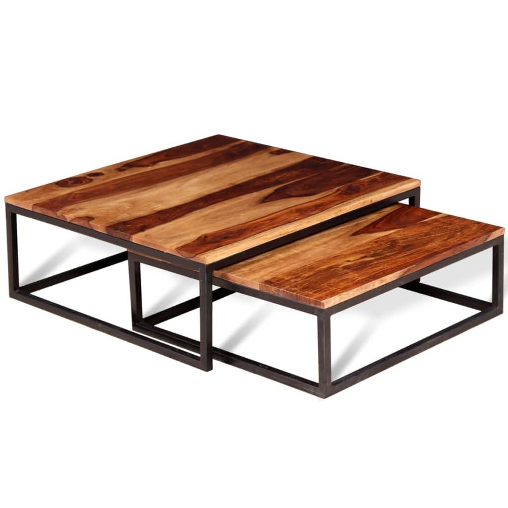 Solid Sheesham Wood Nesting Coffee Table Set X486