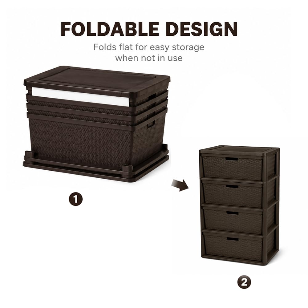 Brown 4 Drawer Plastic Storage Drawers R755884