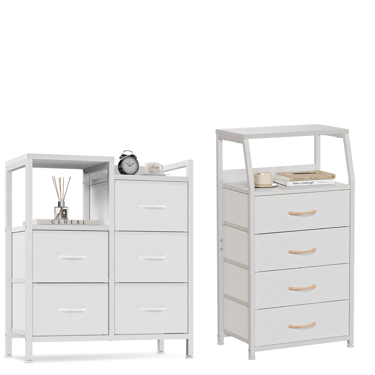 White 4 Drawer Dresser with 5 Storage Bins F573