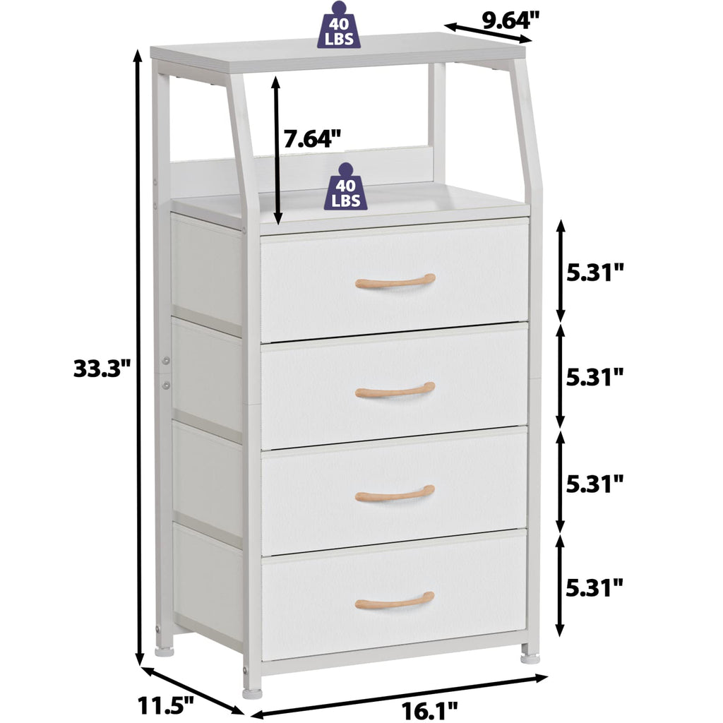 White 4 Drawer Dresser with 5 Storage Bins F573