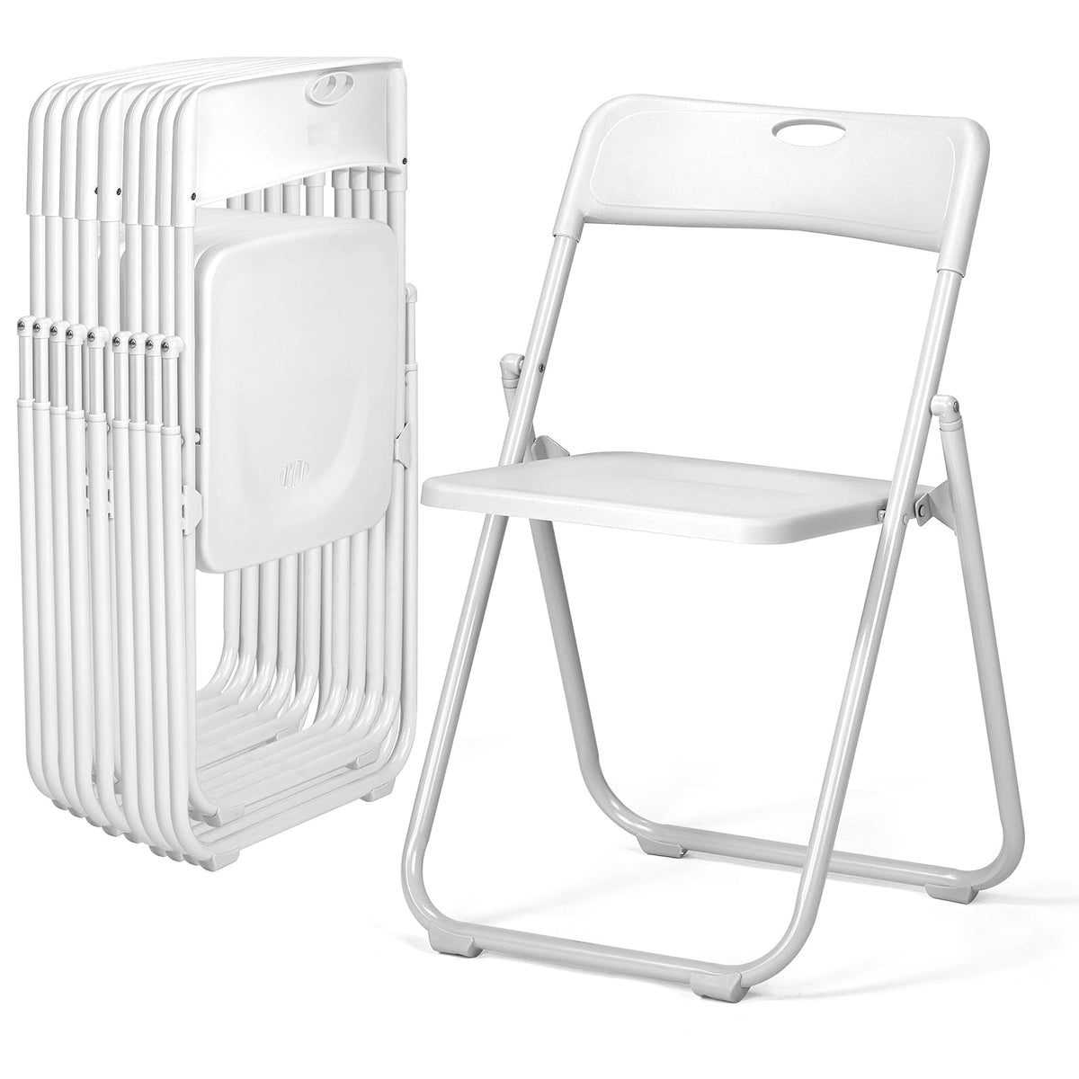 Folding Chairs Set of 10 White Plastic F17006