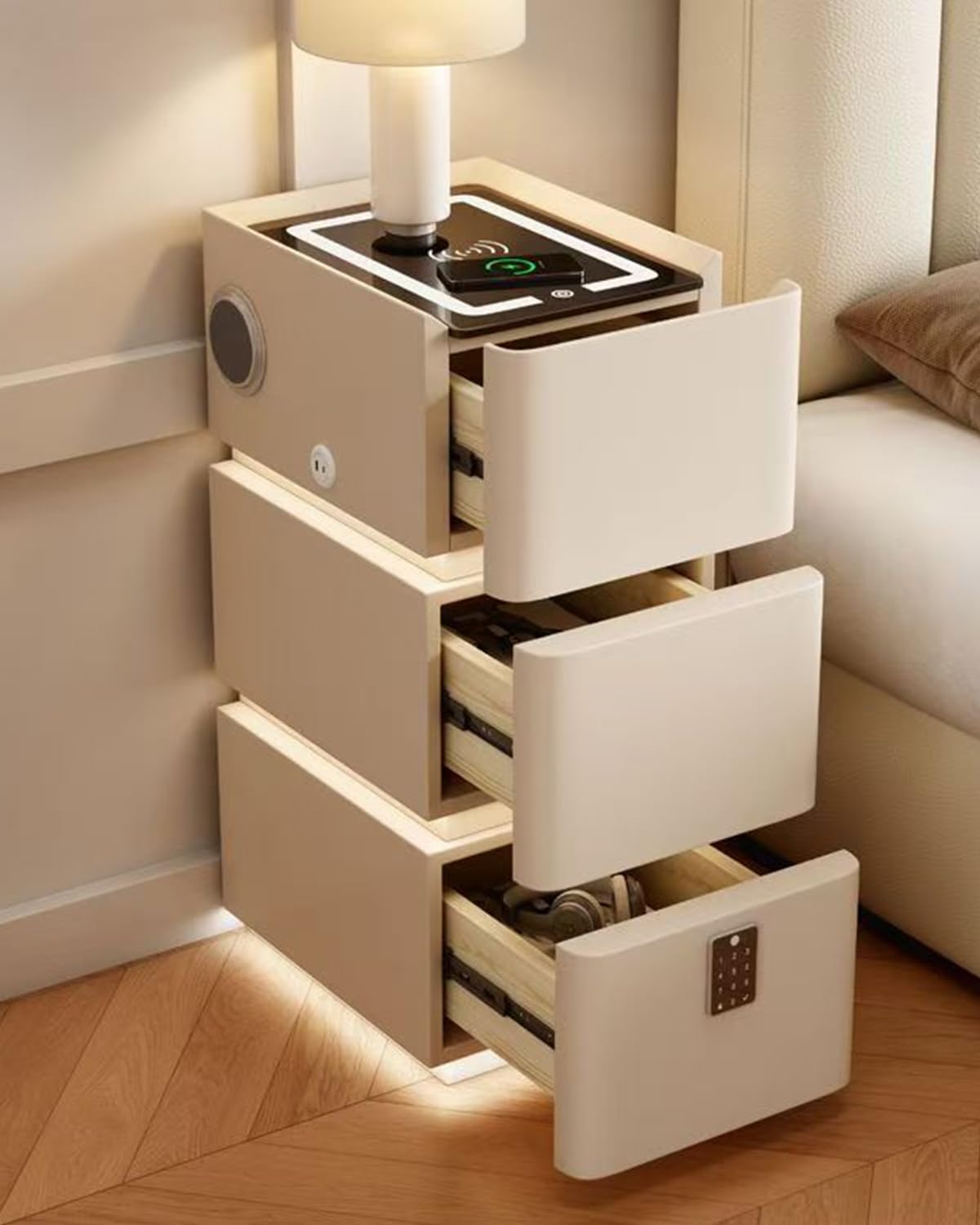 Narrow Nightstand with 3 Drawers Y452