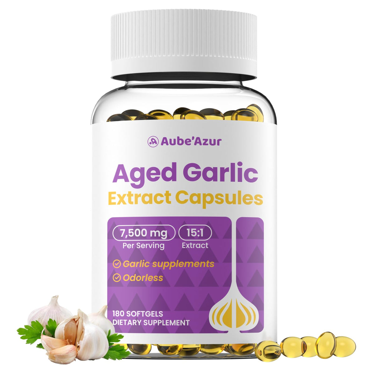 Aged Garlic Extract Capsules 7500mg 180 Softgels L34052