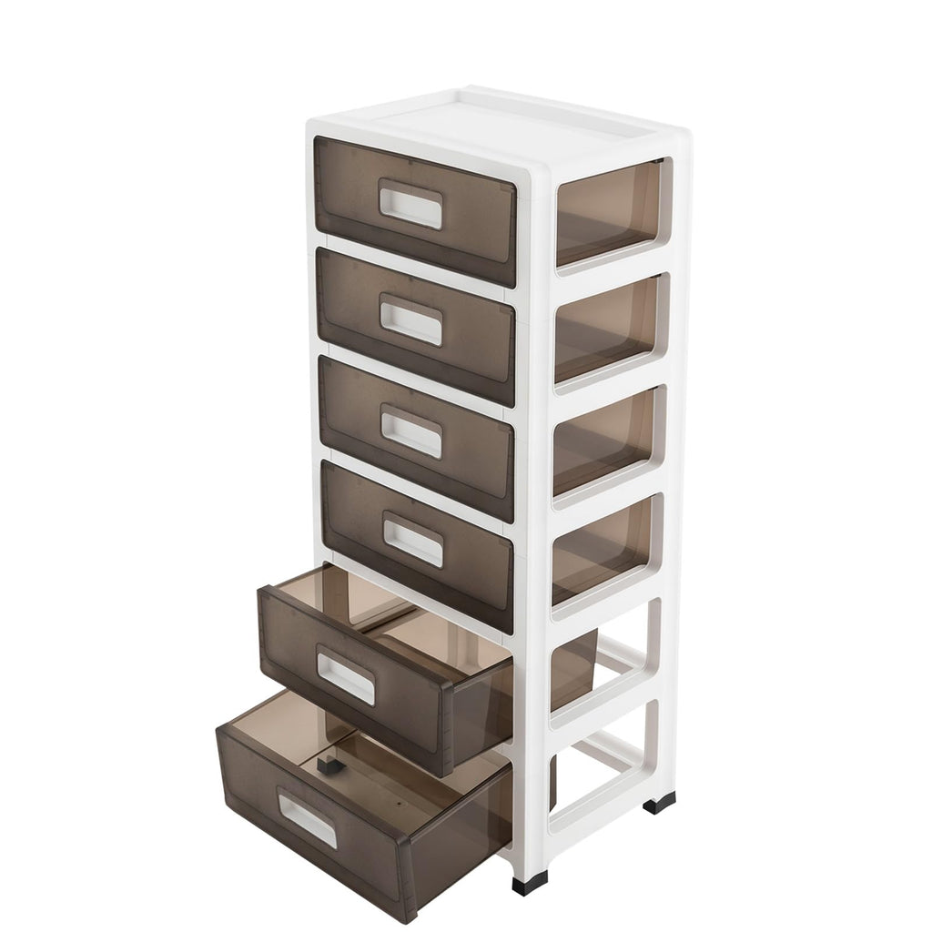 6-Tier Clear Plastic Storage Organizer Cart with Wheels Z711235