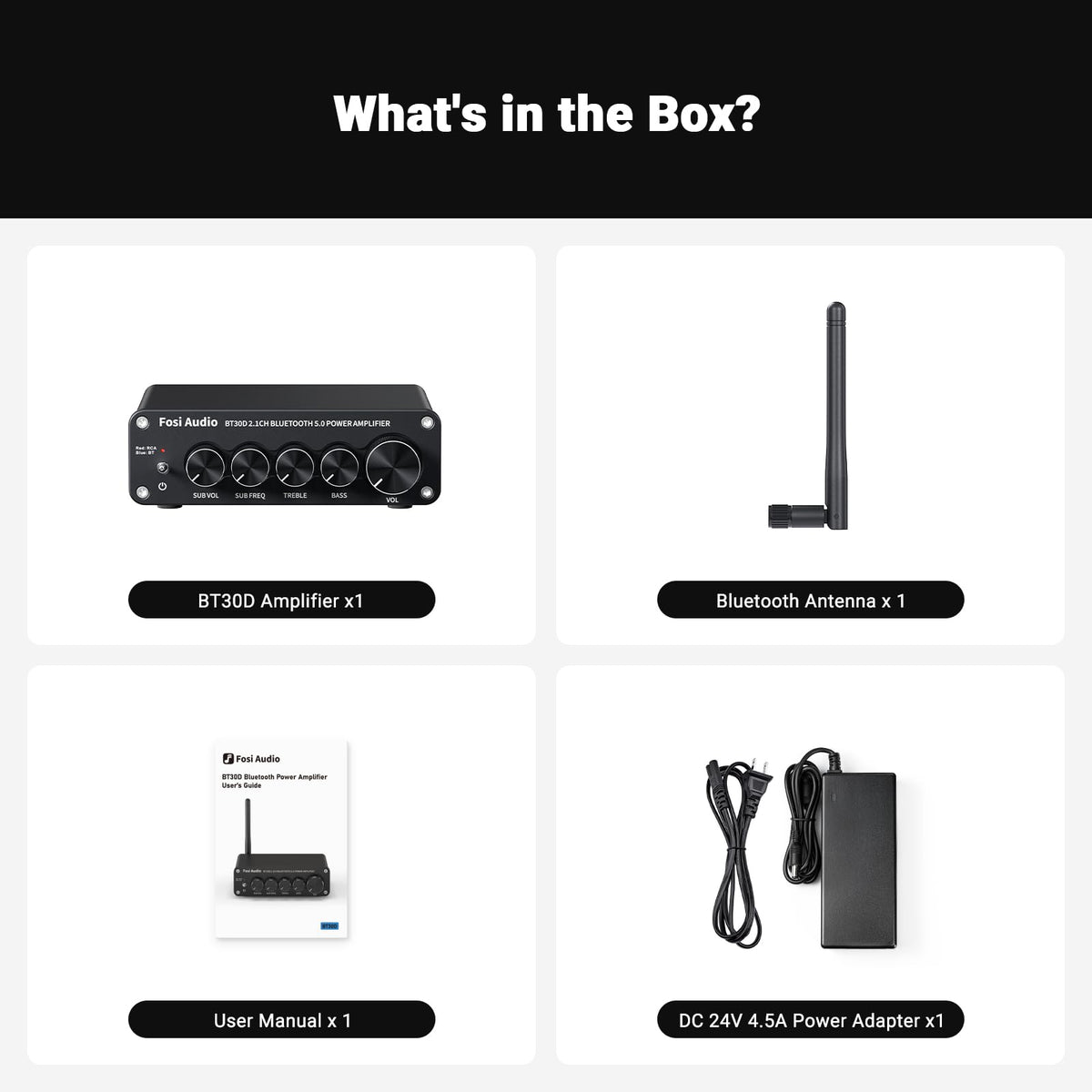 Bluetooth 5.0 Stereo Audio Receiver Amplifier 2.1 Channel Mini Hi-Fi Class D Integrated Amp C59551