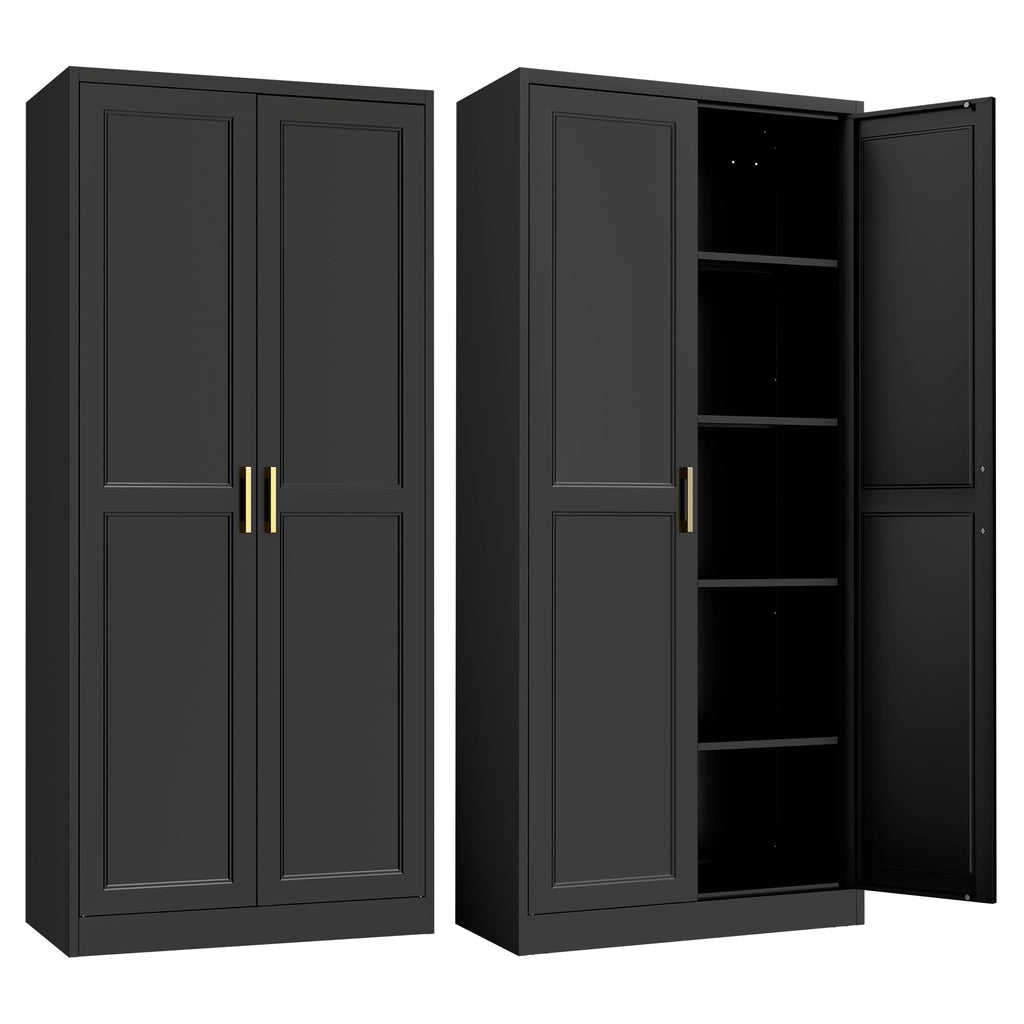 71" Metal Pantry Storage Cabinet with Doors & 4 Adjustable Shelves D930