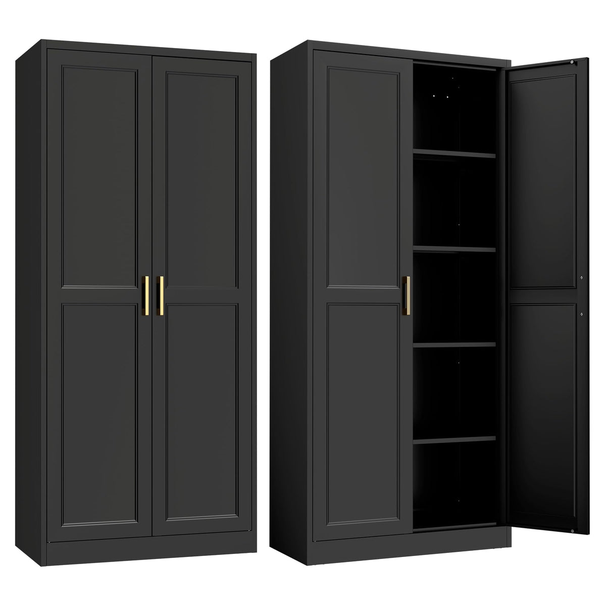 71" Metal Pantry Storage Cabinet with Doors & 4 Adjustable Shelves D930