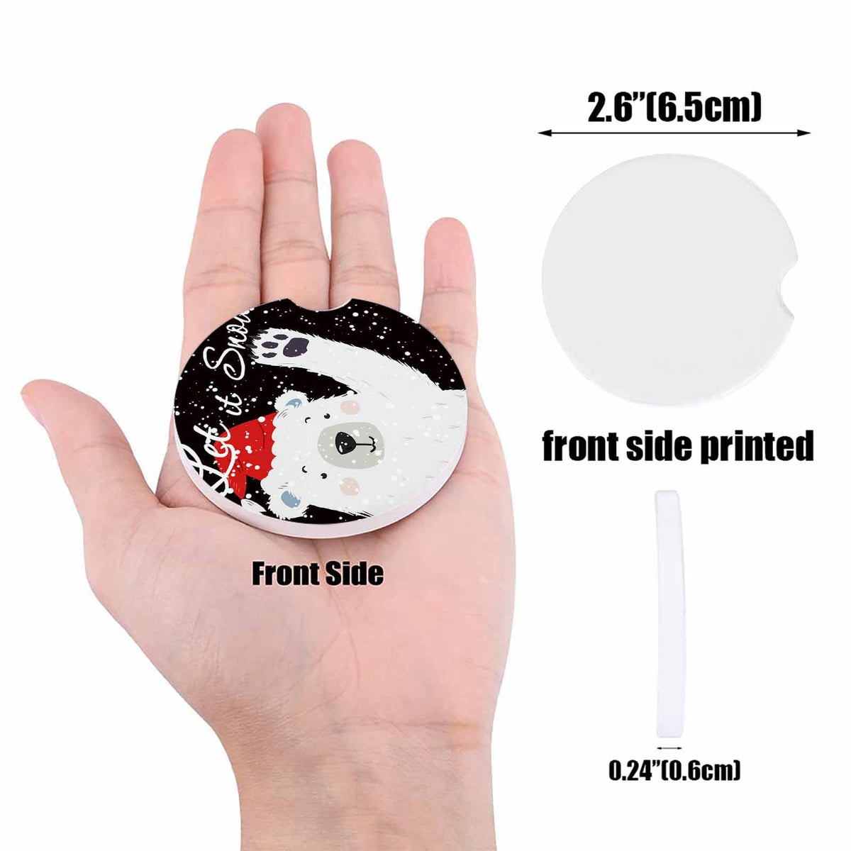 Black Ceramic Car Coasters 6 Piece Set S335338