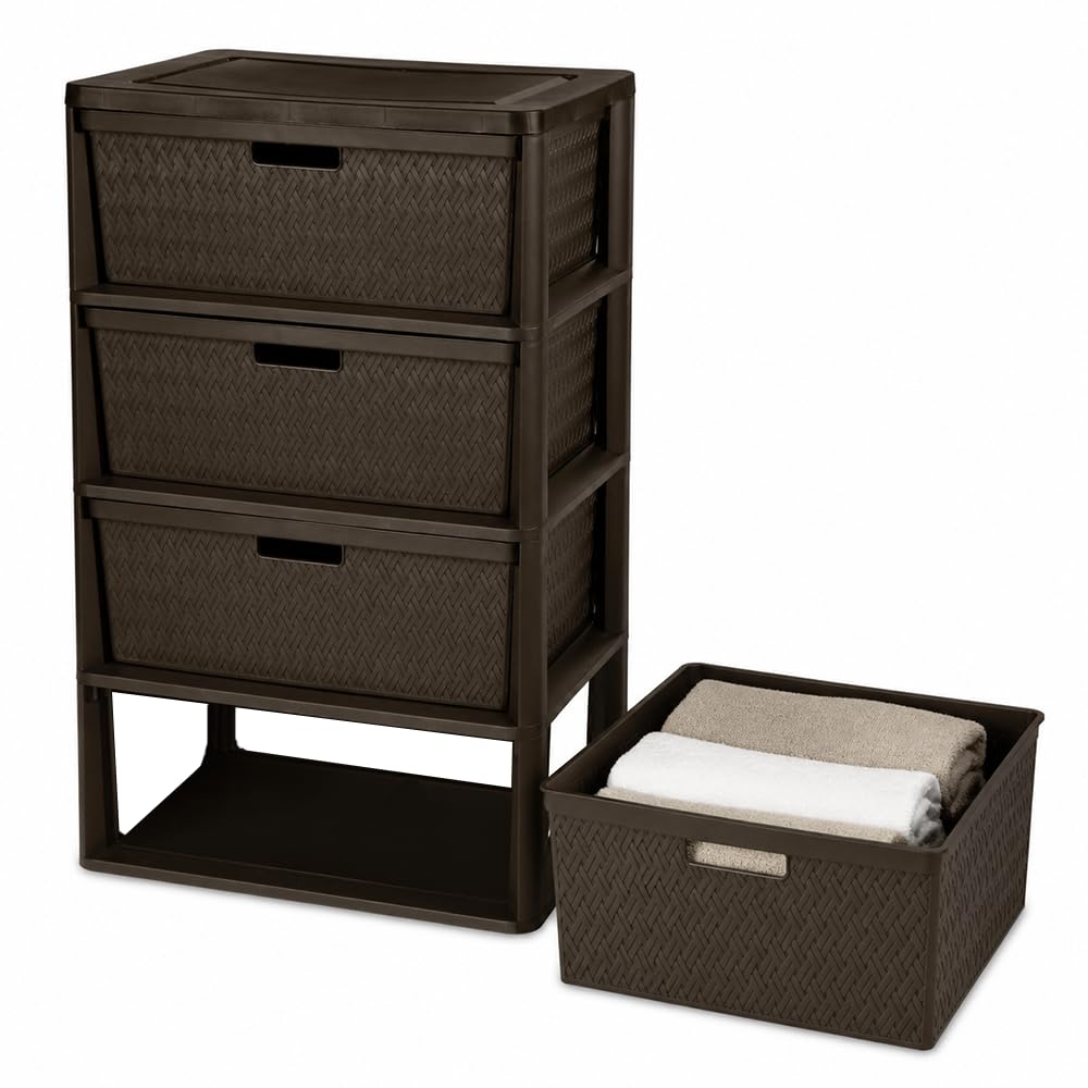 Brown 4 Drawer Plastic Storage Drawers R755884