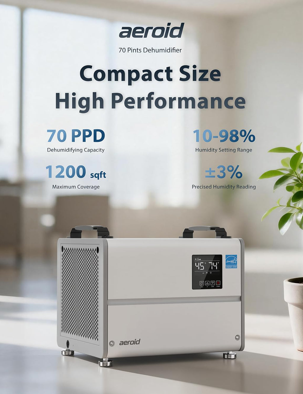 70 Pints Commercial Dehumidifier with Pump and Drain U68223