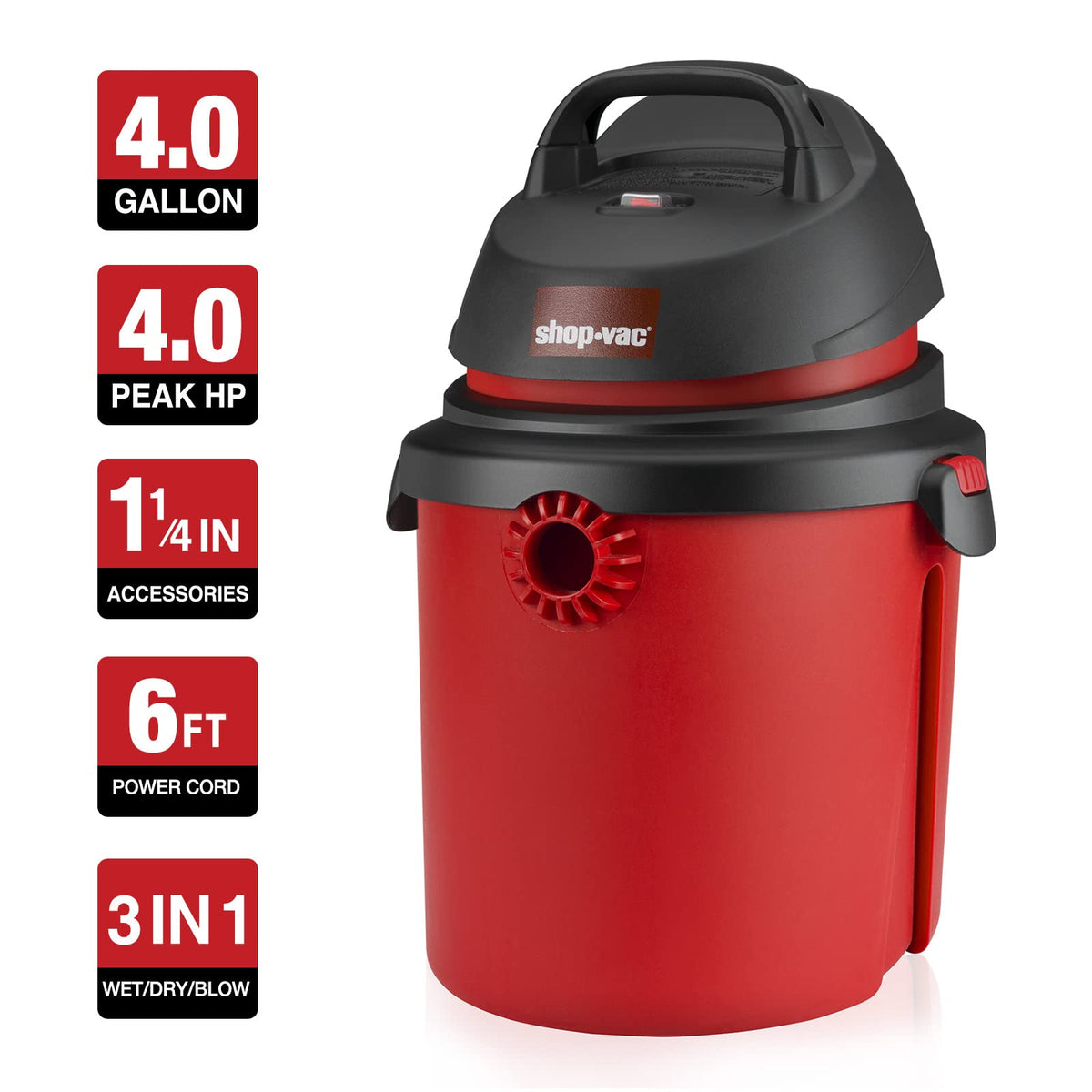 4 Gallon 4.0 Peak HP Wet/Dry Vacuum U88405