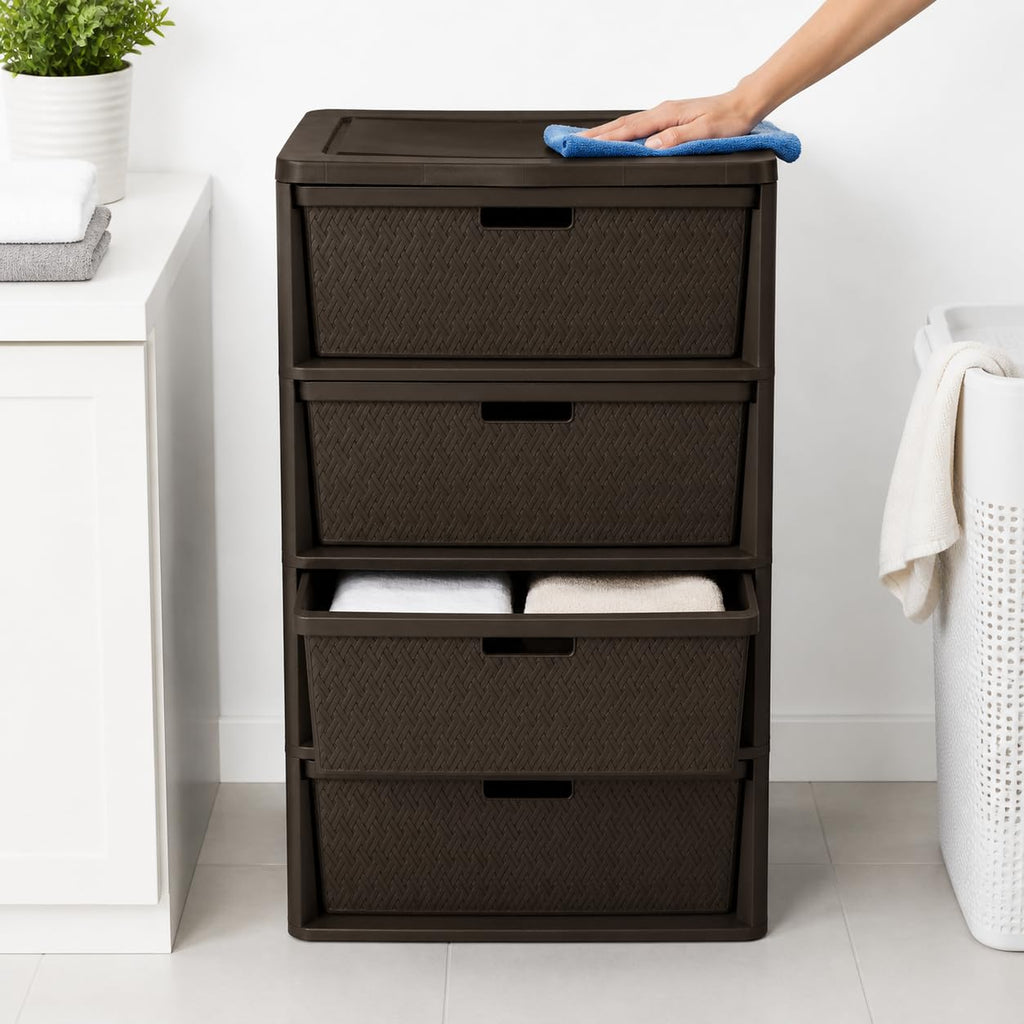 Brown 4 Drawer Plastic Storage Drawers R755884