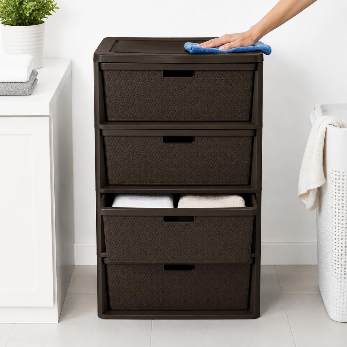 Brown 4 Drawer Plastic Storage Drawers R755884