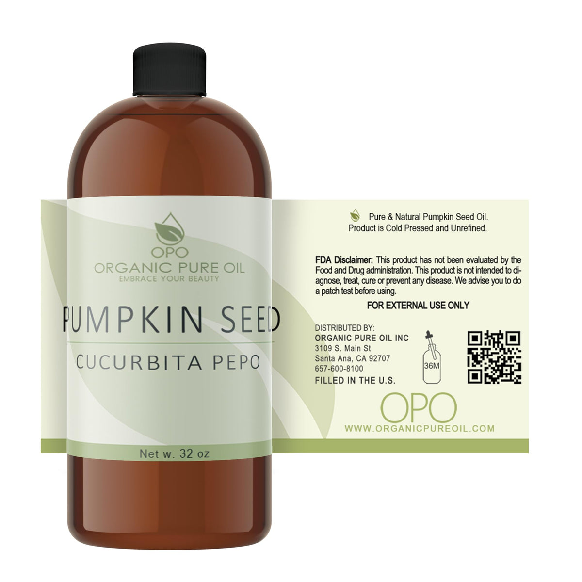Pure Unrefined Non-GMO Pumpkin Seed Oil 32 oz B916