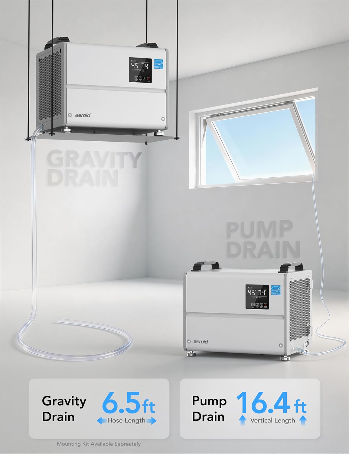 70 Pints Commercial Dehumidifier with Pump and Drain U68223