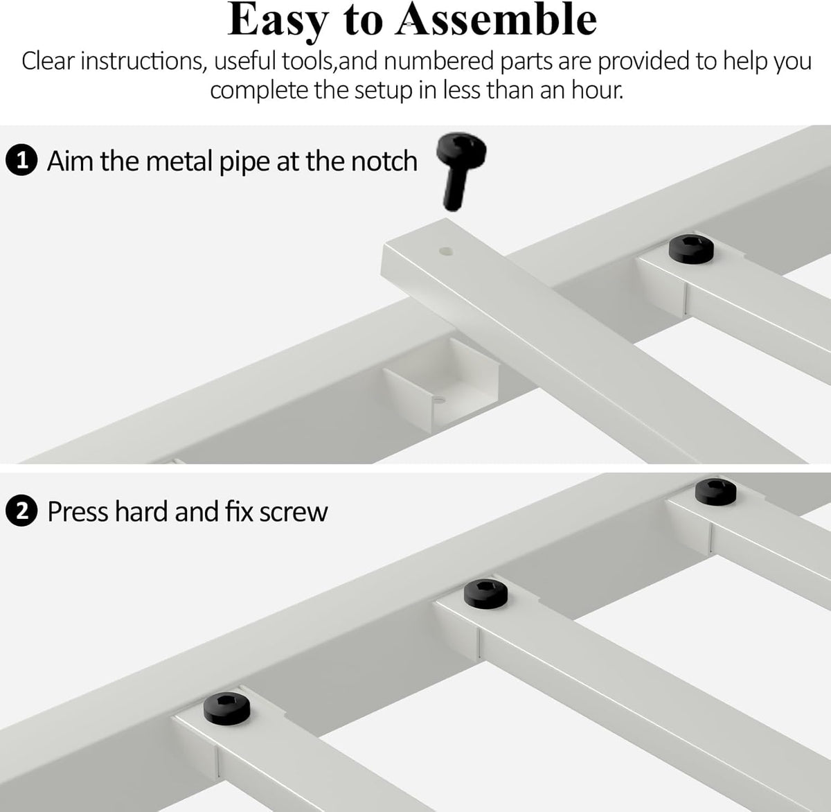 White Twin Metal Bed Frame with Headboard and Footboard V5316