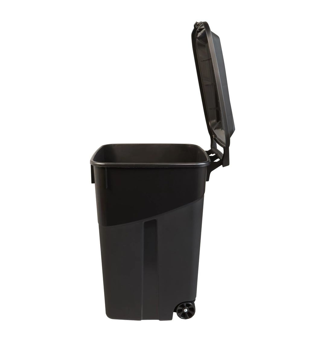 Black 45 Gallon Wheeled Plastic Garbage Can U4897