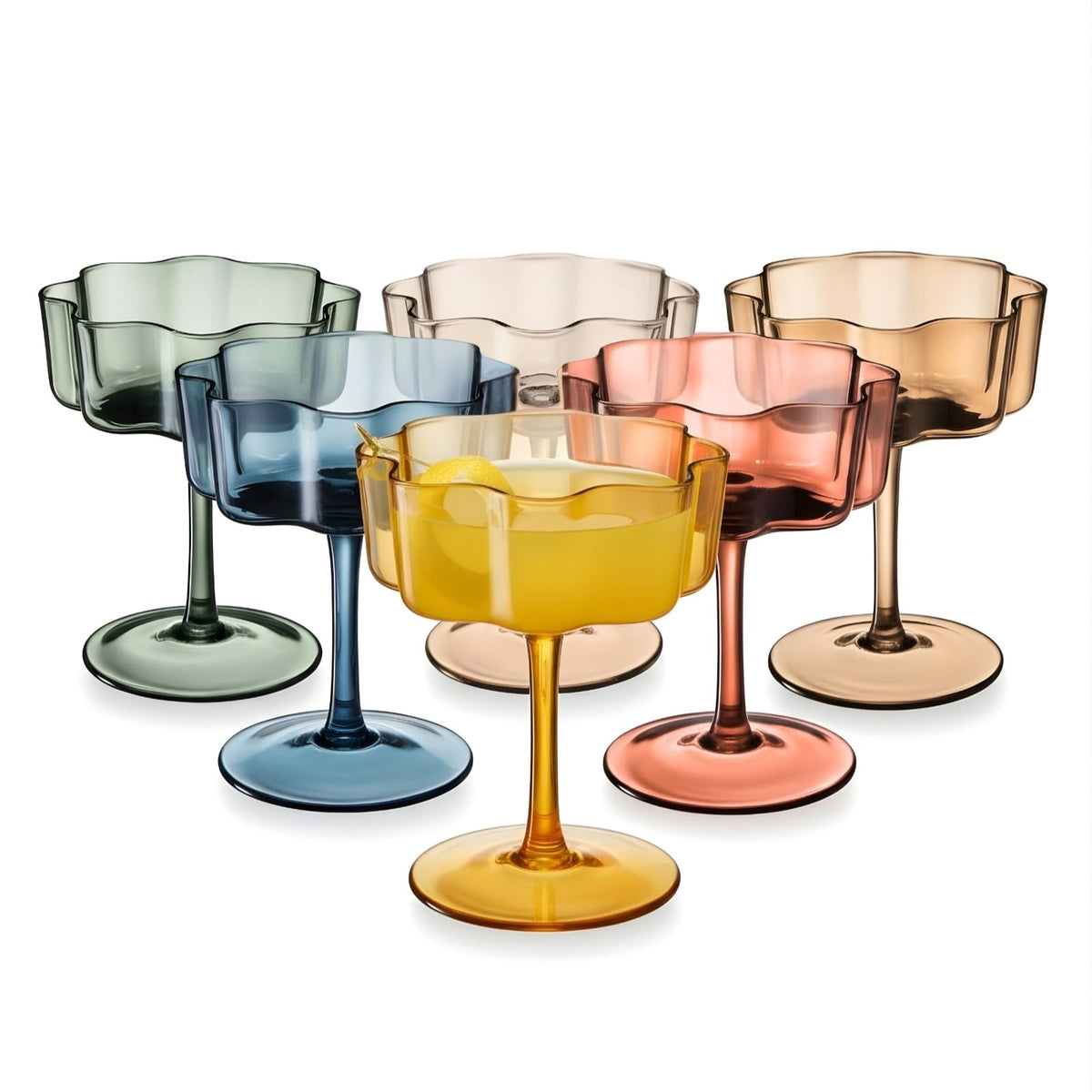 Shatterproof Acrylic Pastel Coupe Glasses 6 Set 8.5oz X107862