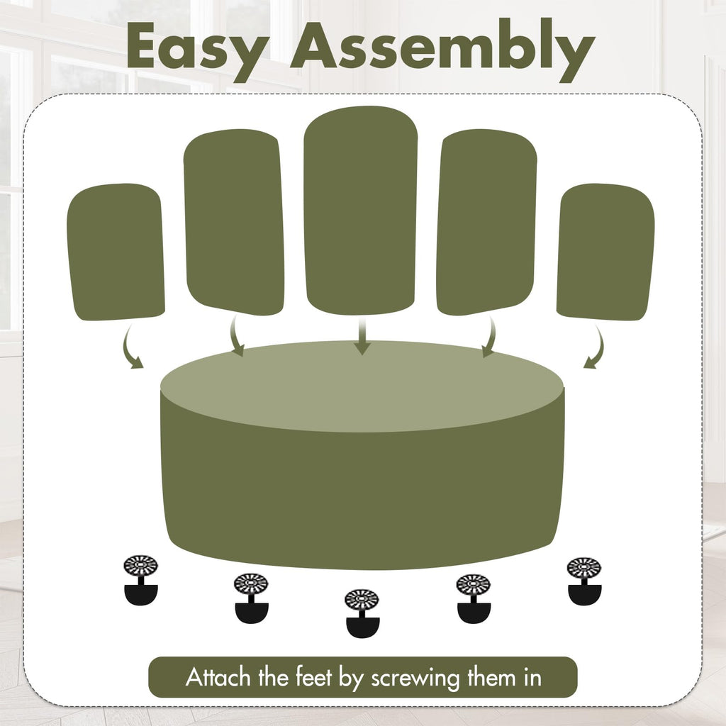 Green Set of 2 Upholstered Barrel Accent Chairs with Solid Wood Base Y706