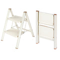 2 Step Ladder Folding Step Stool with Anti-Slip Pedal 330LBS Capacity Cream White B30000