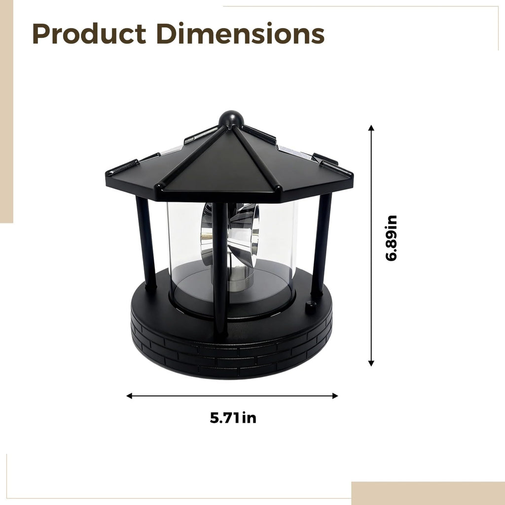 Solar Lighthouse with Rotating Beacon, 5.7 x 5.7 x 6.9 in S615