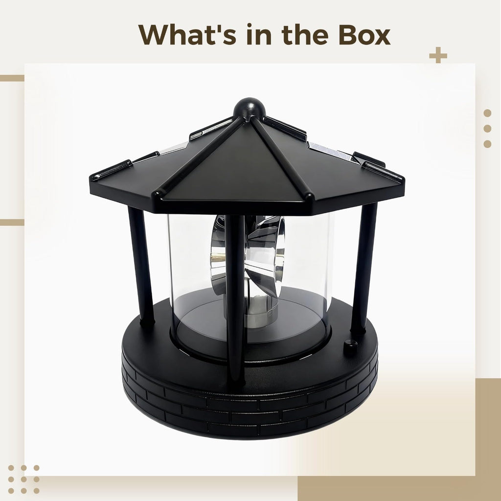 Solar Lighthouse with Rotating Beacon, 5.7 x 5.7 x 6.9 in S615