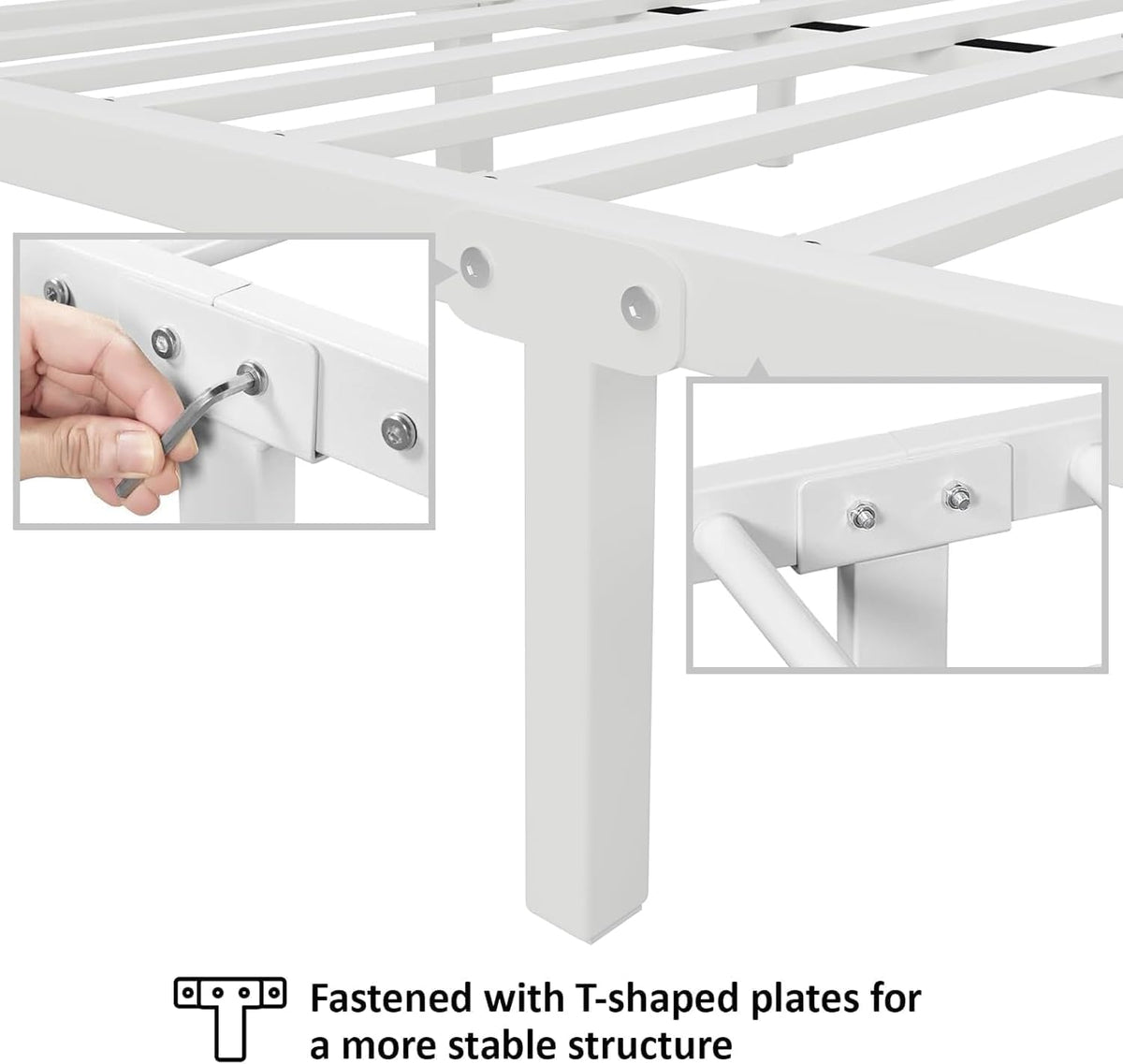 White Twin Metal Bed Frame with Headboard and Footboard V5316