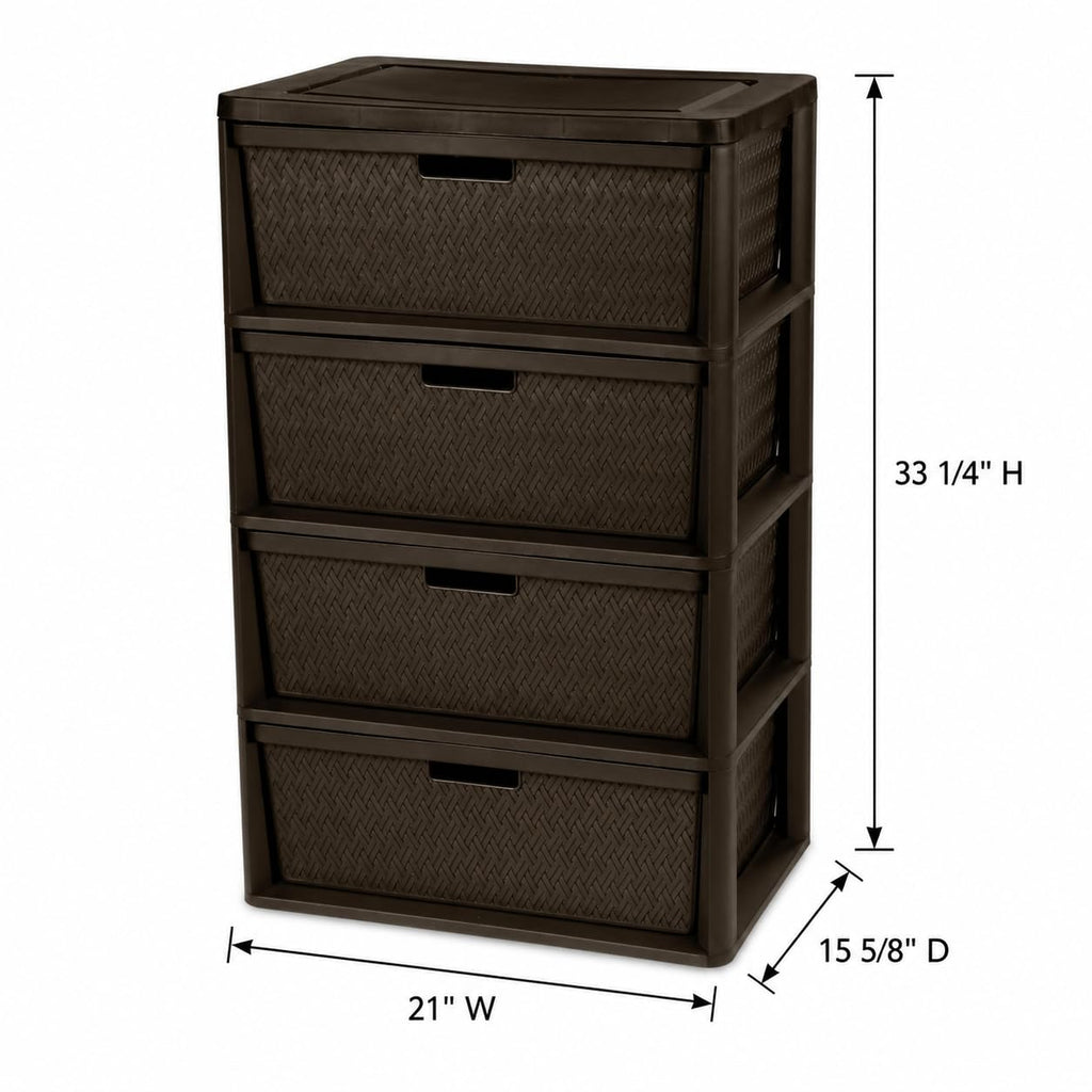 Brown 4 Drawer Plastic Storage Drawers R755884