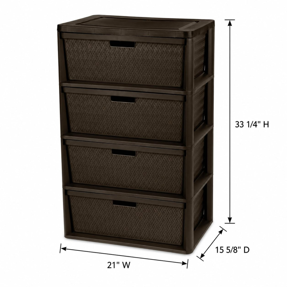 Brown 4 Drawer Plastic Storage Drawers R755884