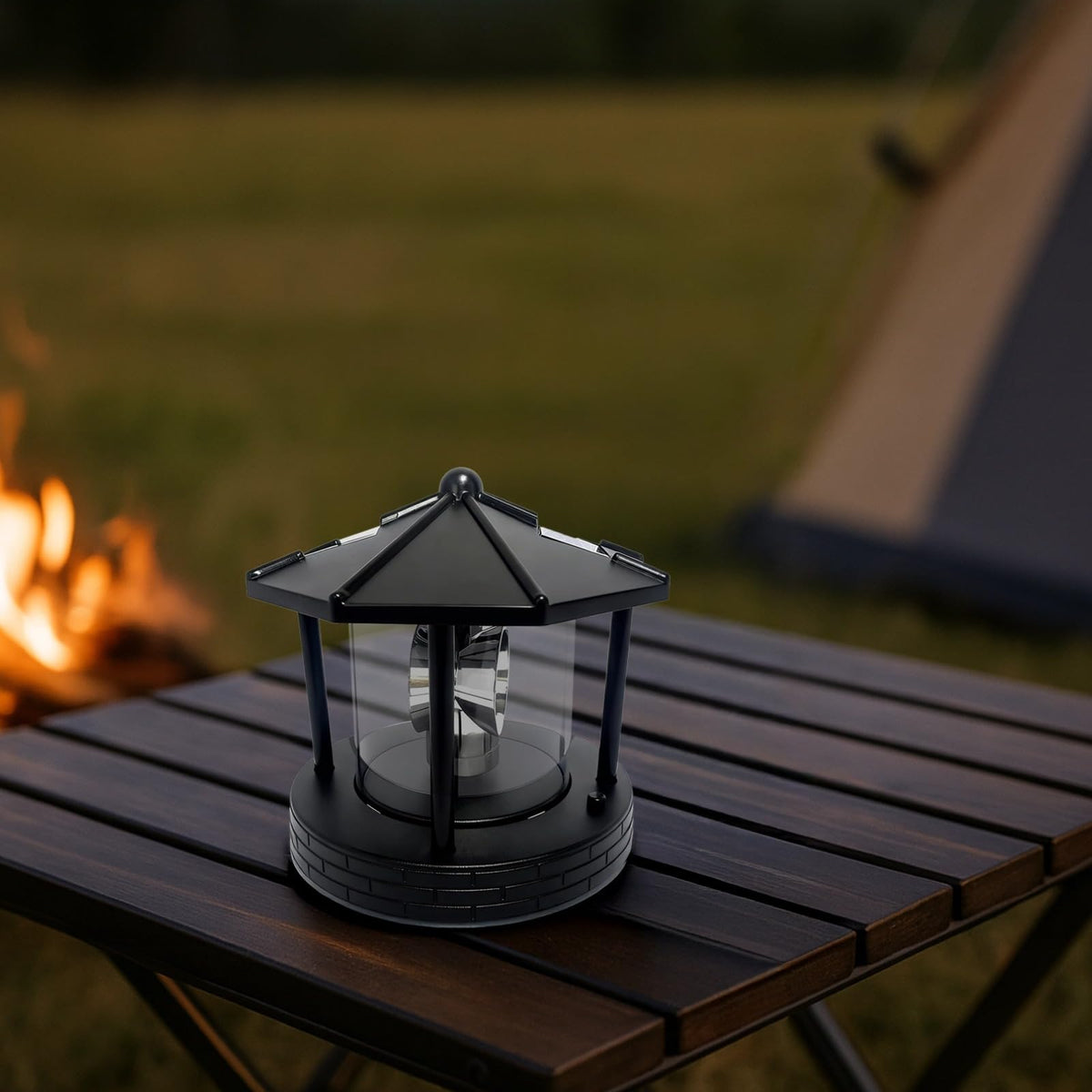 Solar Lighthouse with Rotating Beacon, 5.7 x 5.7 x 6.9 in S615
