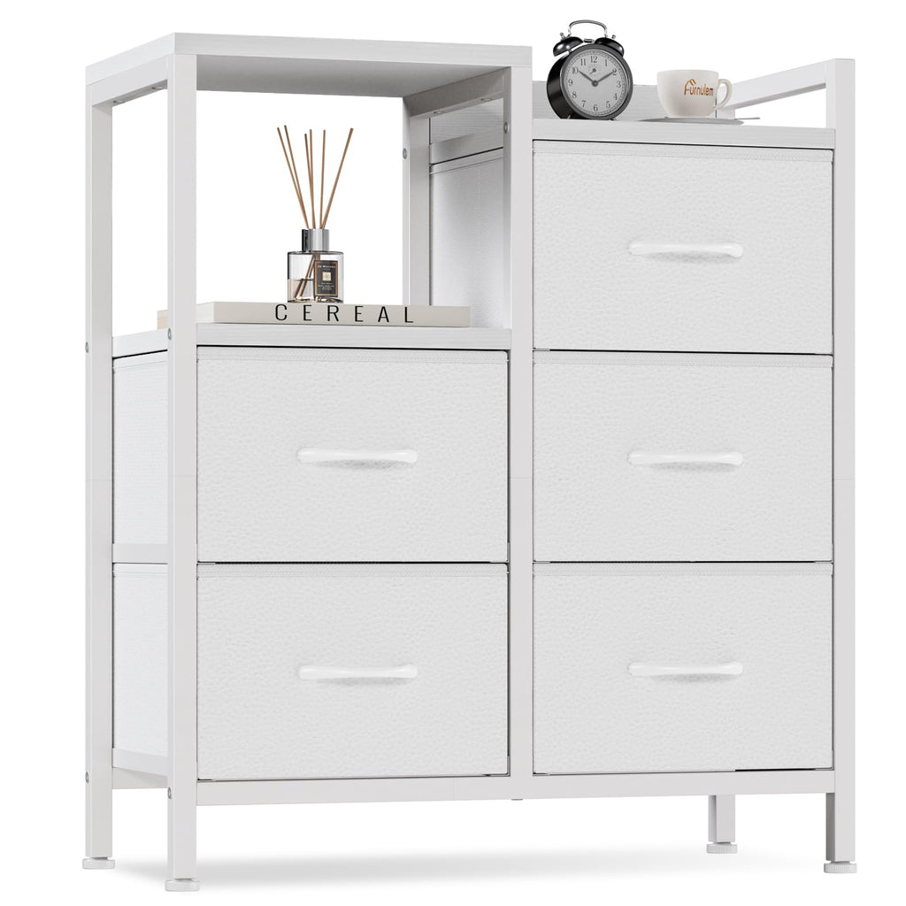 White 4 Drawer Dresser with 5 Storage Bins F573