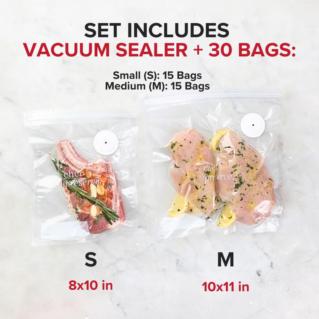 Compact Vacuum Sealer with 30 Reusable Vacuum Bags G117