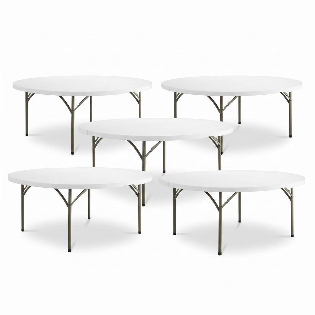 72-Inch Round Folding Tables 5-Pack Heavy-Duty Plastic X70741