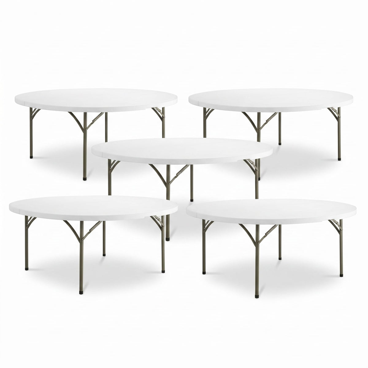 72-Inch Round Folding Tables 5-Pack Heavy-Duty Plastic X70741