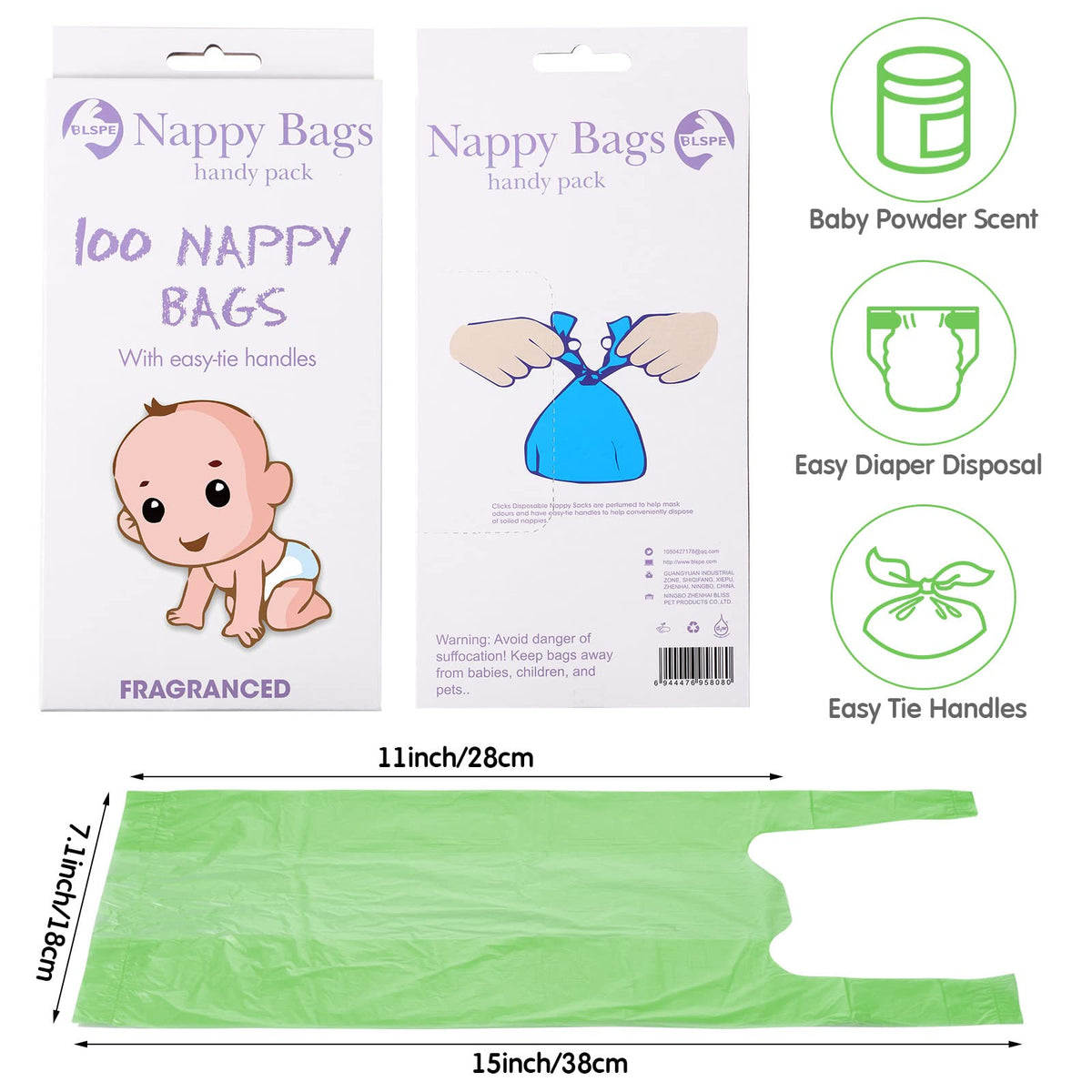 1600 Count Scented Disposable Diaper Bags W583112