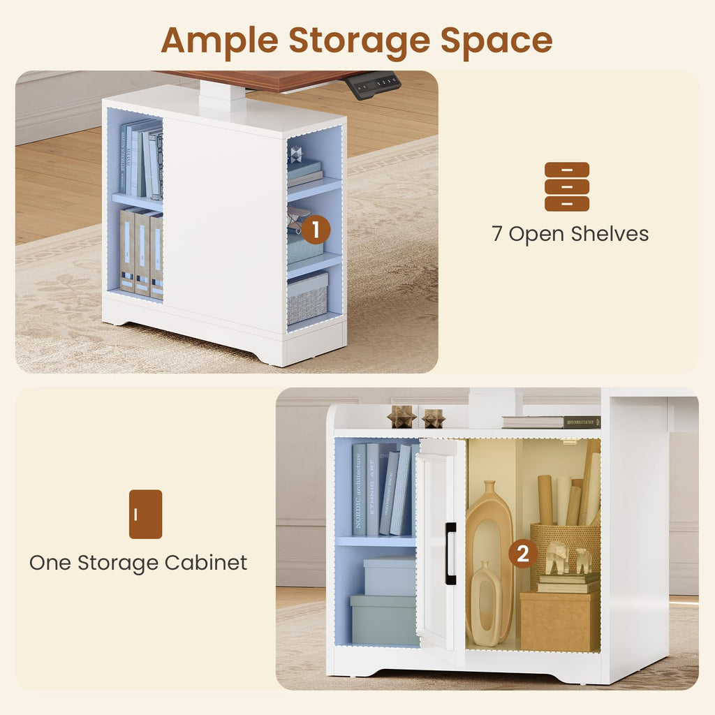 L Shaped Standing Desk with Storage Z1247