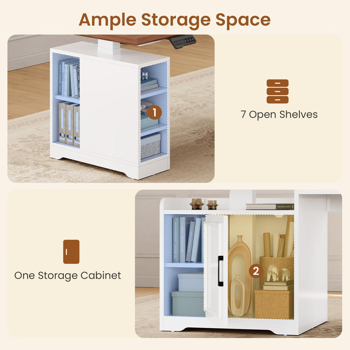 L Shaped Standing Desk with Storage Z1247