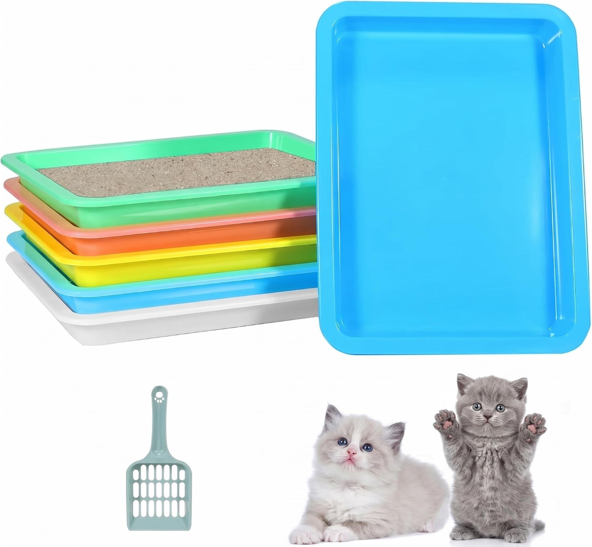 6 Pcs Low Entry Portable Litter Box with Scooper H429191