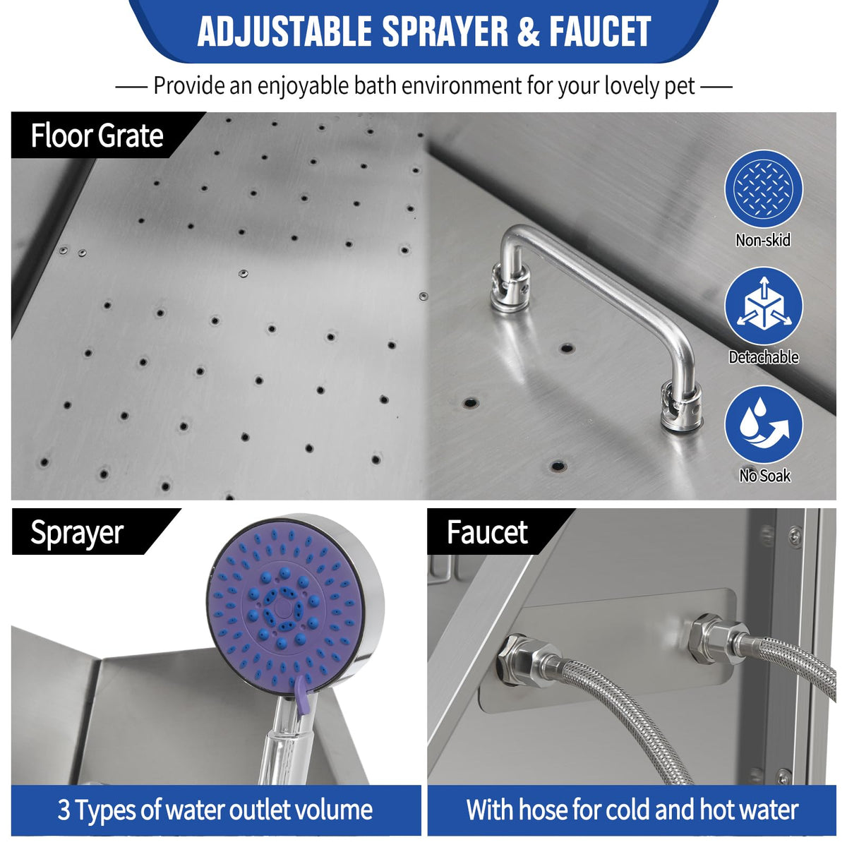 Stainless Steel Dog Washing Station Y563