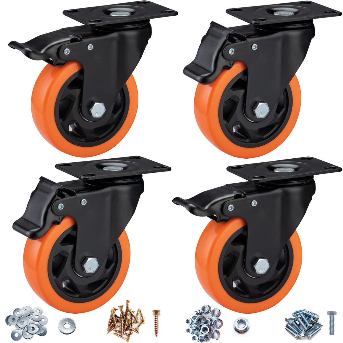 4" Heavy Duty Caster Wheels Set of 4 T9738